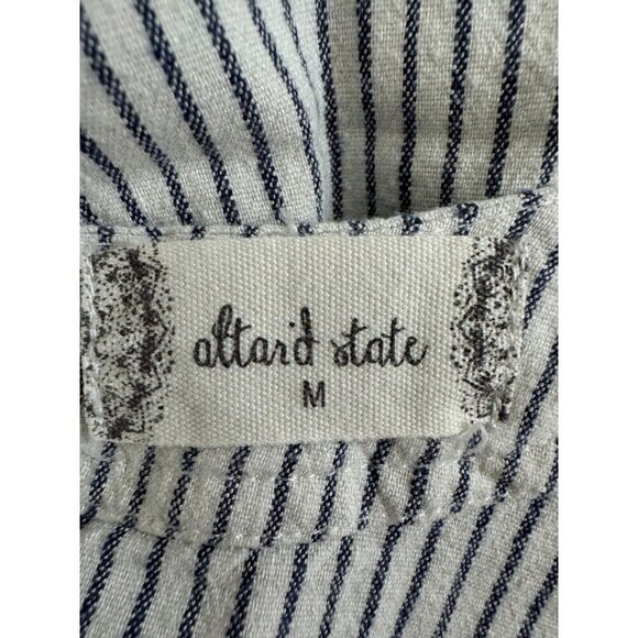 Altar’d State Blue & White Stripe Crop Top Button Back Cutout Womens Size M - Picture 5 of 5